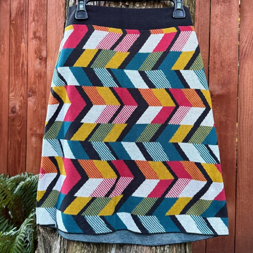 Maeve for Anthropologie Multicolor Geometric Knit Top + Skirt Sweater Set - Picture 5 of 6